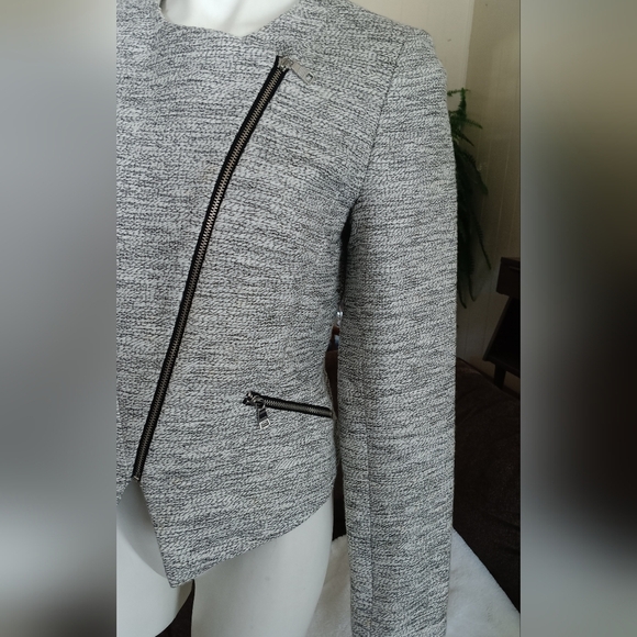 Banana Republic Textured Moto Jacket Women's Medium Asymmetrical Zip Blazer - Picture 5 of 12